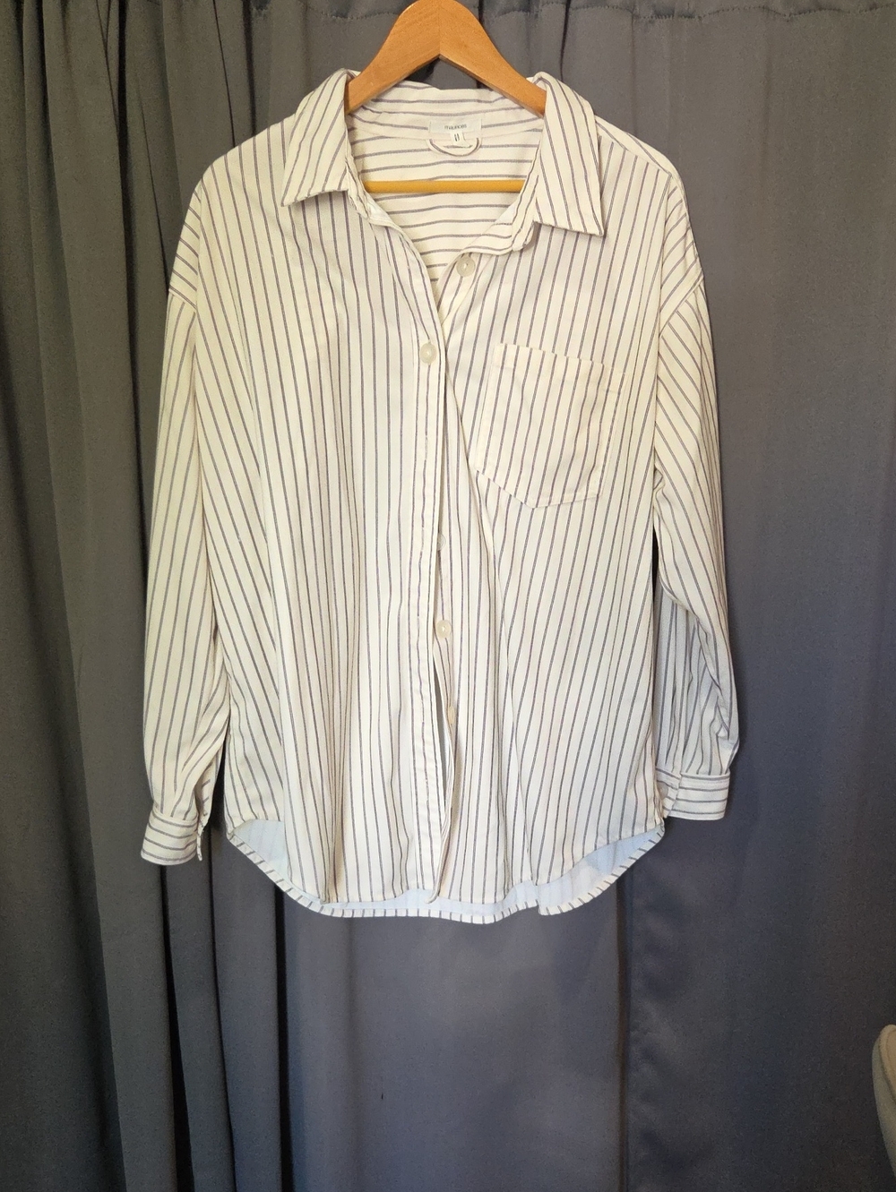 White Pinstripe Women's Button-Up Shirt